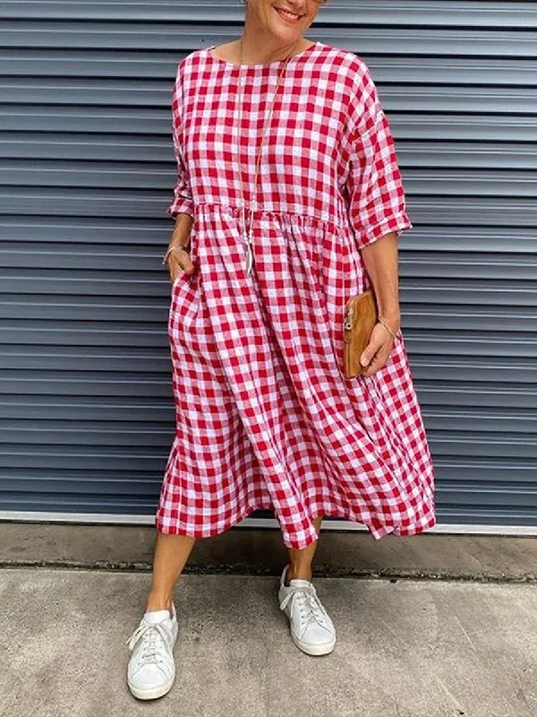 Plaid Casual Long Dress