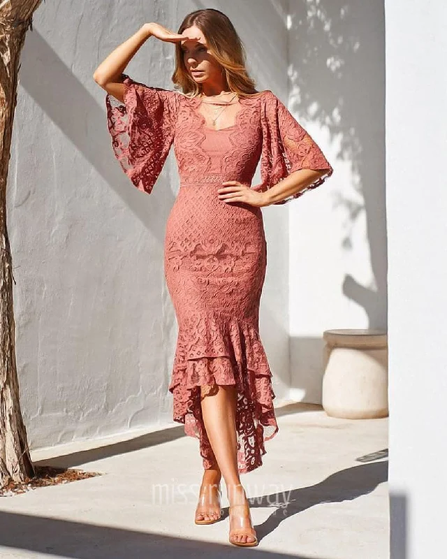 Reyna Lace Midi Dress - Mauve