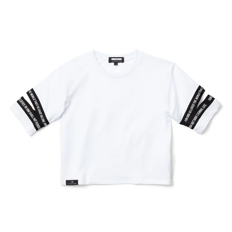 3:16 Cutout Crop Top, White