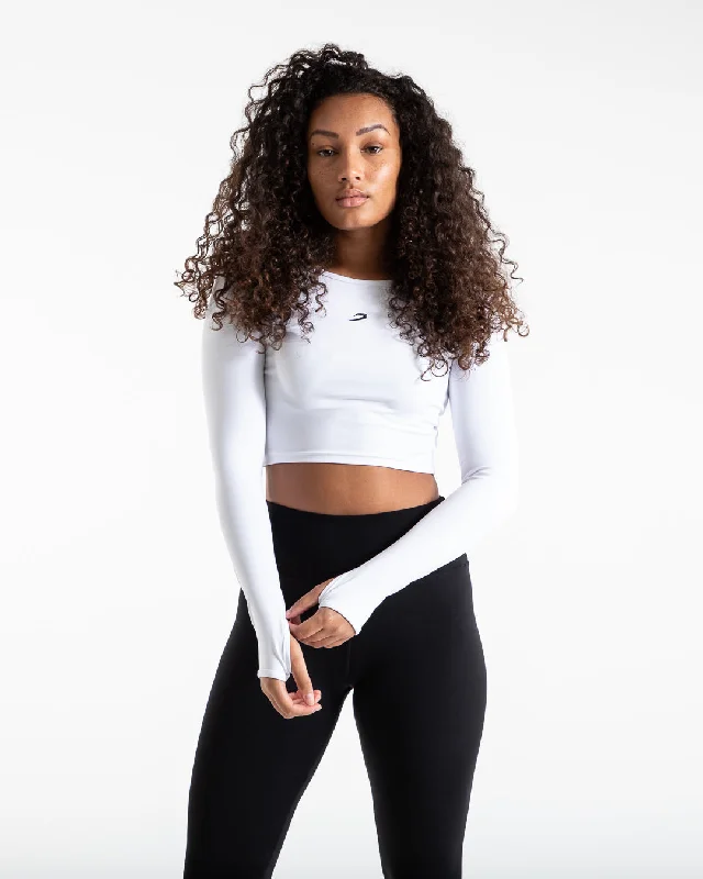 Training Long Sleeve Crop Top - White