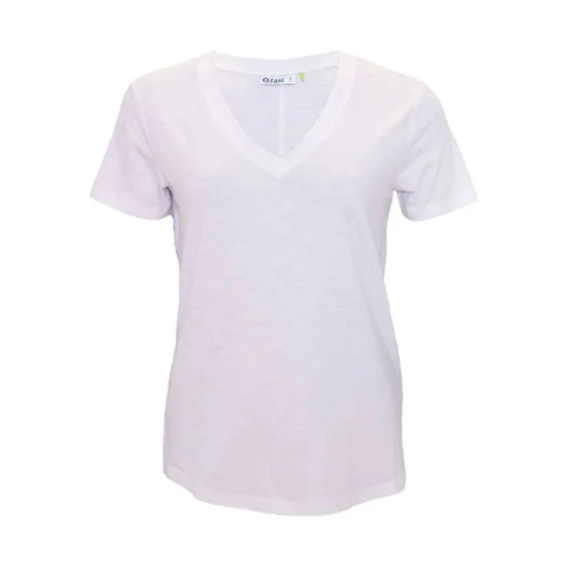 Tasc Women's NOLA V Neck T Shirt - White - ONLINE STORE CREDIT/EXCHANGE ONLY