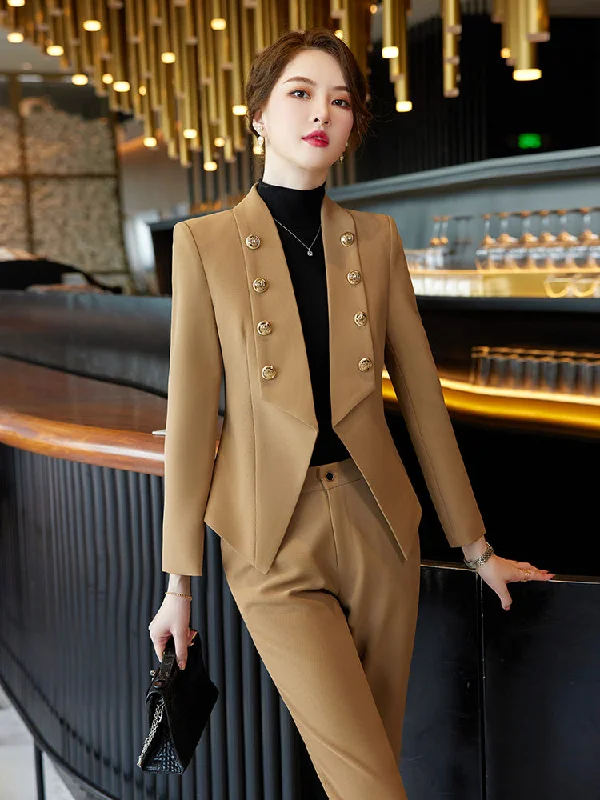 2 Piece Khaki Pant Suit