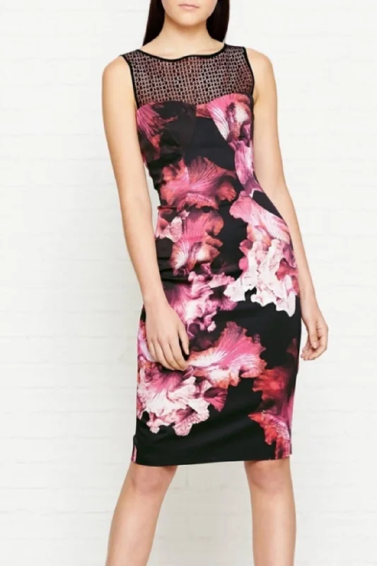 Midnight Orchid Floral Print Dress