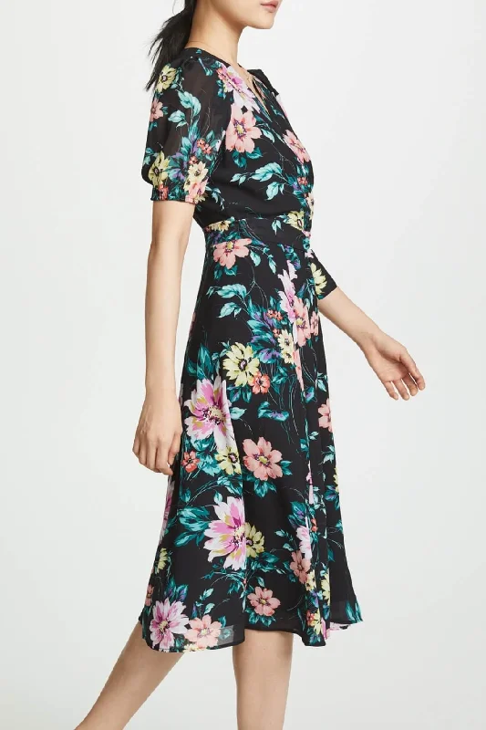 Midnight Love Floral Midi Dress