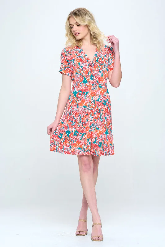 Button Up Vintage Floral Print Dress