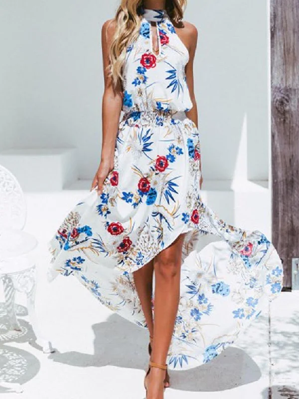 Floral Print Sleeveless Beach Bohemia Maxi Dress