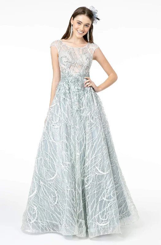 GLS by Gloria - GL2890 Illusion Cap Sleeve Embroidered A-Line Gown