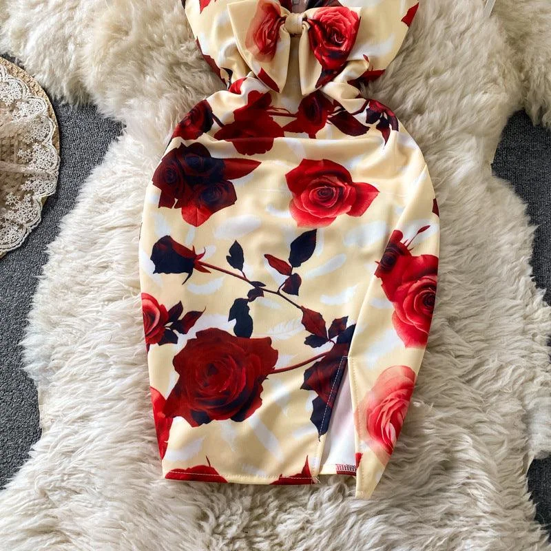 Halter Print Suspender Dress Women Summer