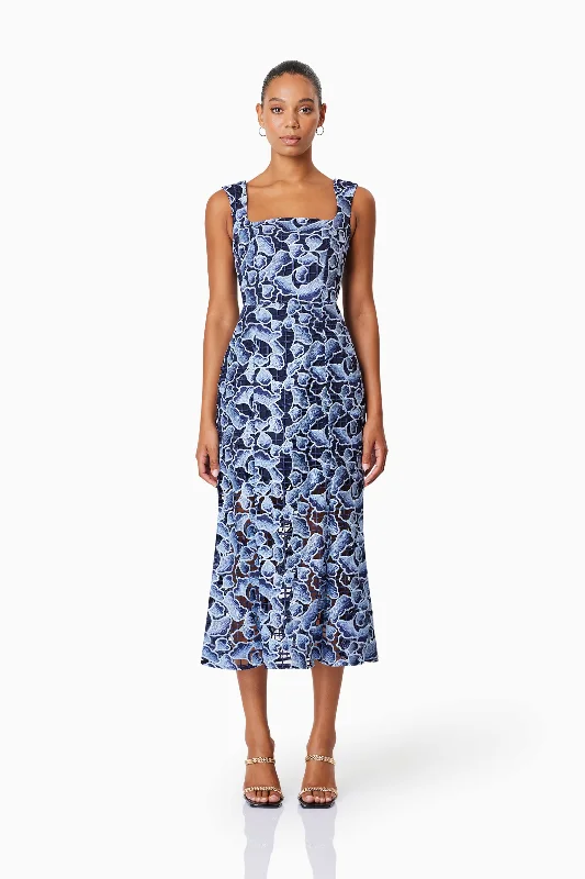 Mila Cocktail Midi Dress In Blue