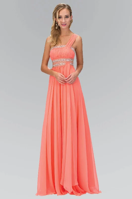 One Shoulder Long Prom Empire Dress