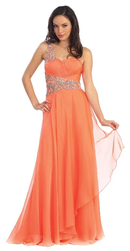 Jewel Embellished Long Prom Dress