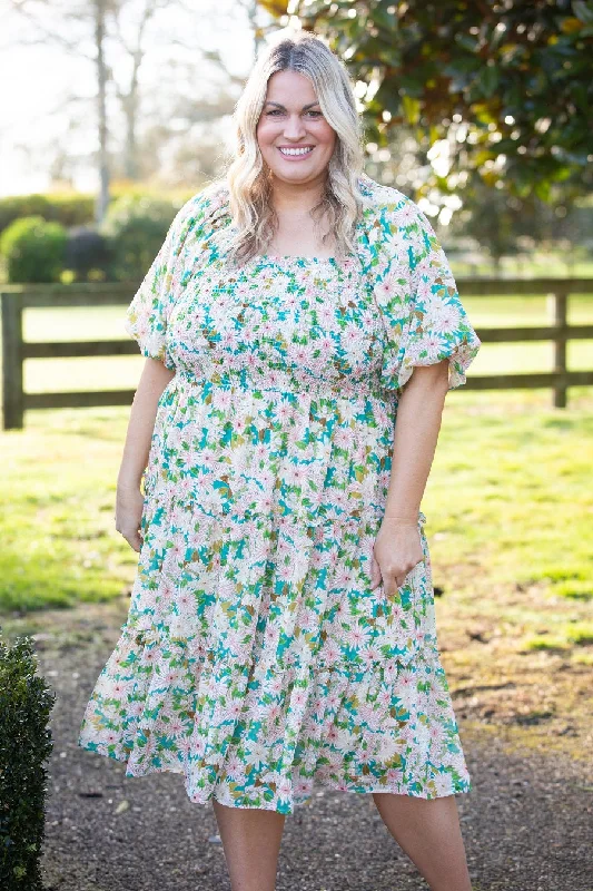 Camilla Midi Teal Floral