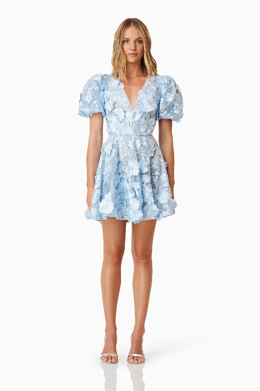 Selene Floral Mini Dress In Blue