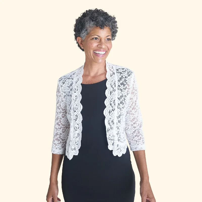 Talula Scalloped Lace White Shrug