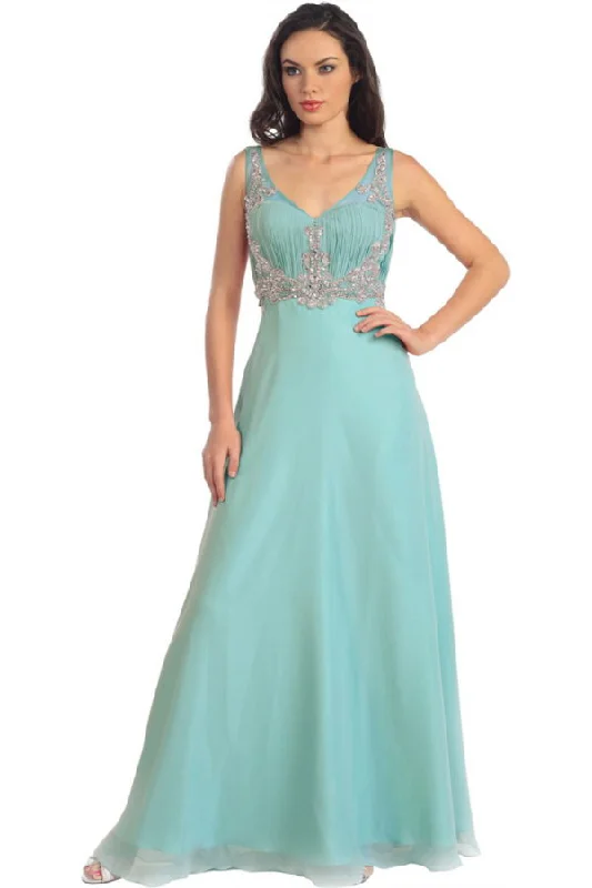 Prom Long Dress with Beaded Sheer Straps