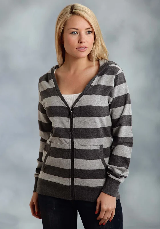 Women's Horizontal Stripe Full Zip Jacket