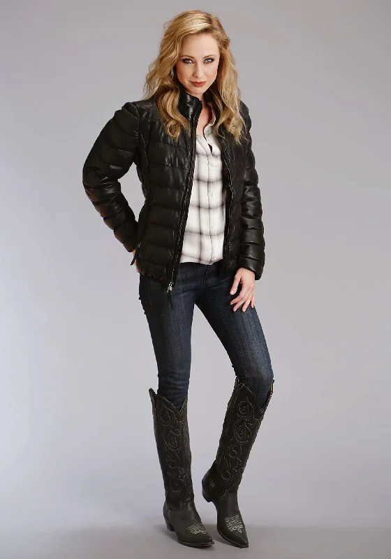 Women's Stetson Black Quilted Leather Western Jacket