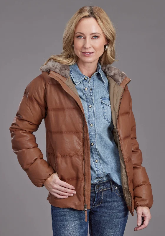 Women's Stetson Light Brown Quilted Leather Jacket