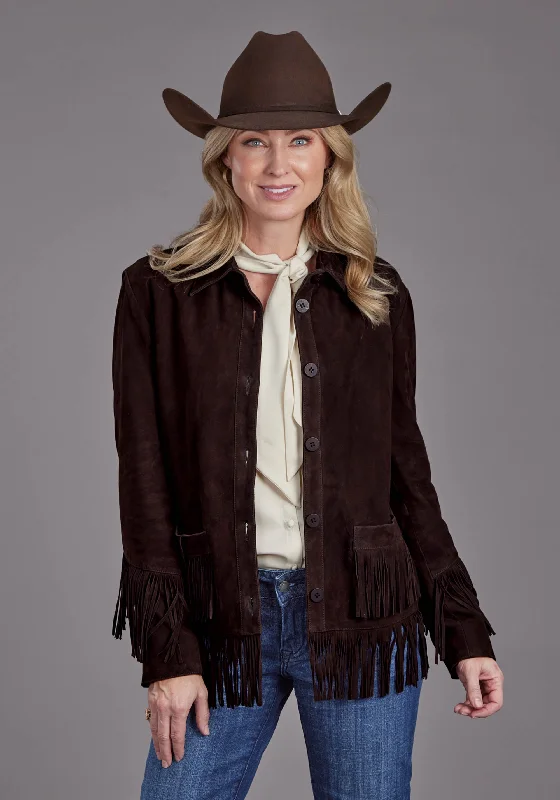 Women's Stetson Brown Suede Leather Jacket w/ Fringe