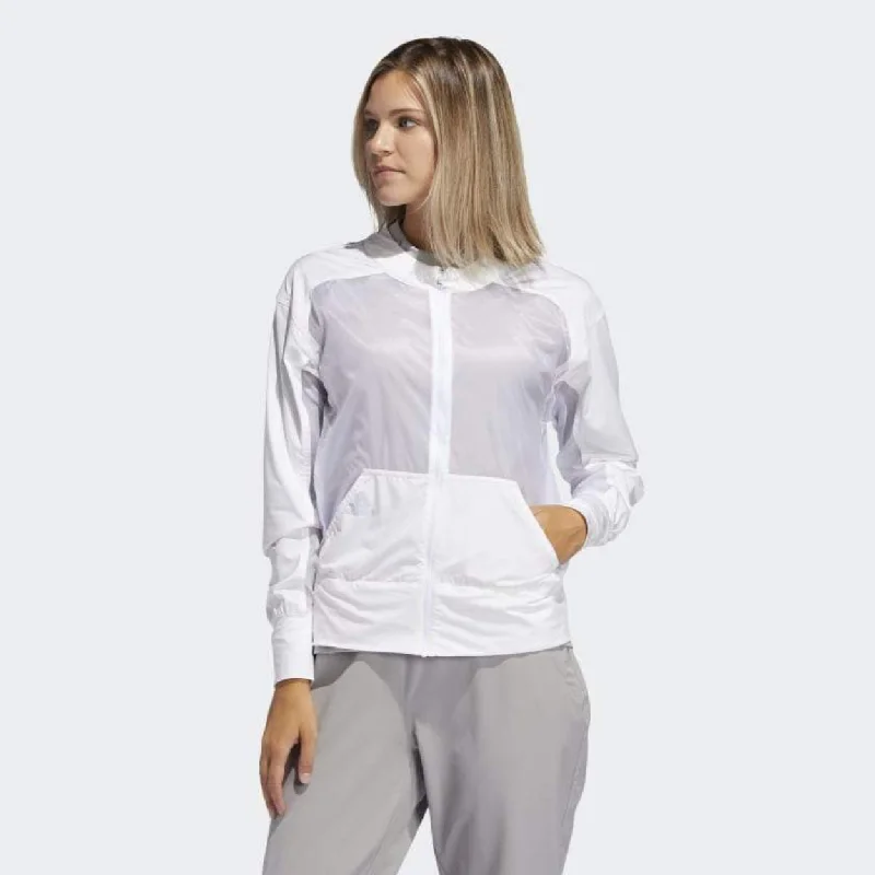 adidas Womens Packable Wind & Water Light Full Zip Jacket - WHITE