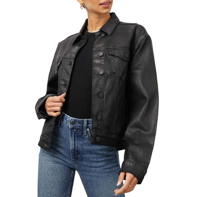 Mulholland Trucker Jacket In Coated Noir