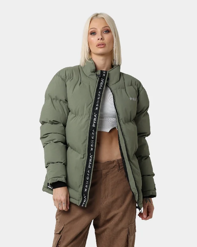 PYRA Padded Puffa Jacket Olive Green