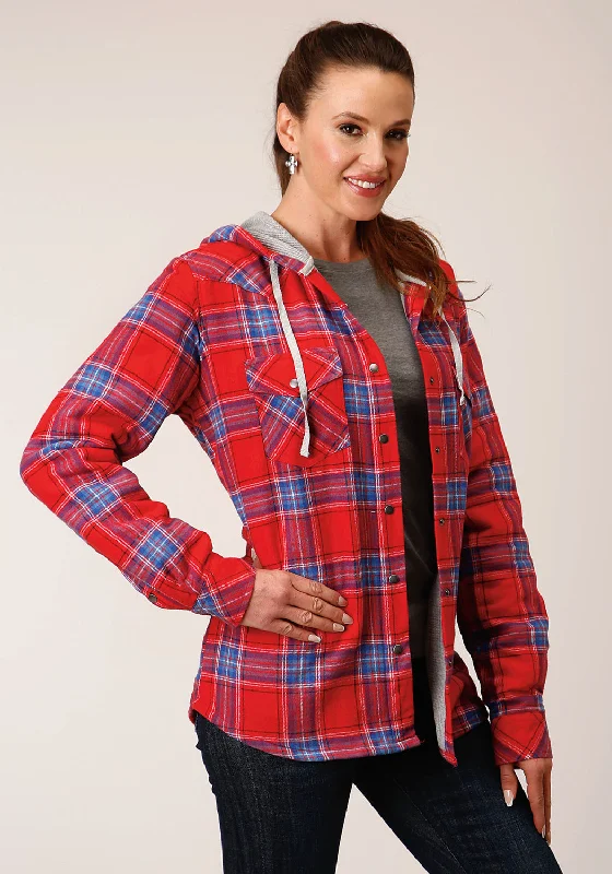 Roper Womens Thermal Lined Flannel Red 100% Cotton Cotton Jacket