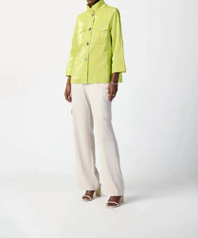 Water Resistant Novelty Boxy Jacket In Key Lime