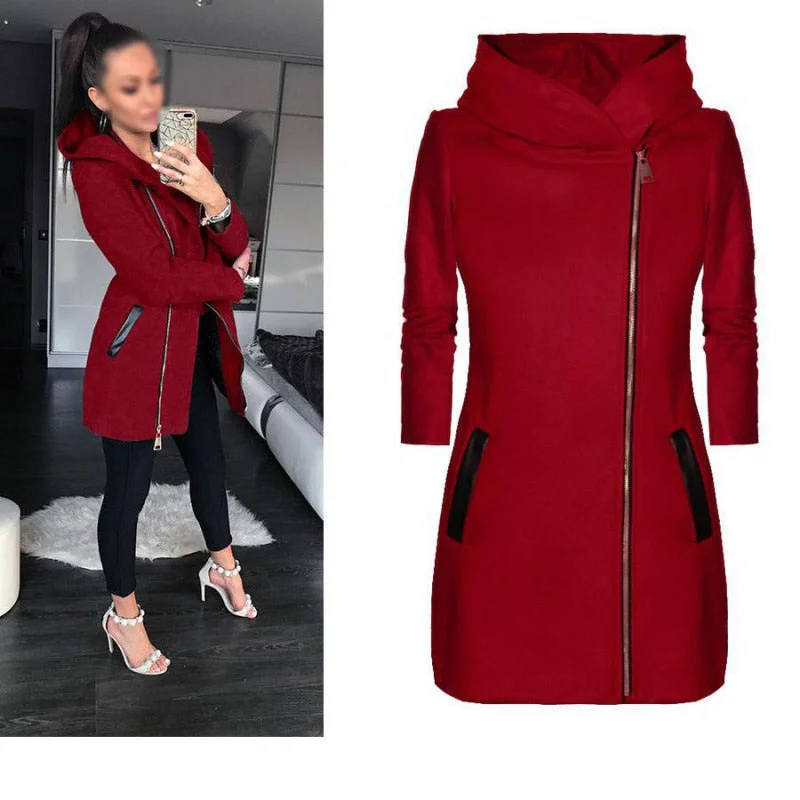 wholesale Women Casual Warm Thicken Velvet Jacket Hooded Plus Size 5XL New Autumn Women Turtleneck Zipper Coat