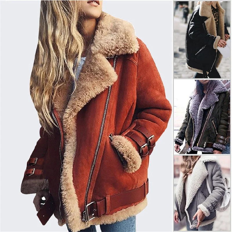 Winter Jacket Women Faux Fur Slim Cotton Warm Thick Coat Female Suede Short Woman Parka Outerwear Velvet Down Jacket Plus Size