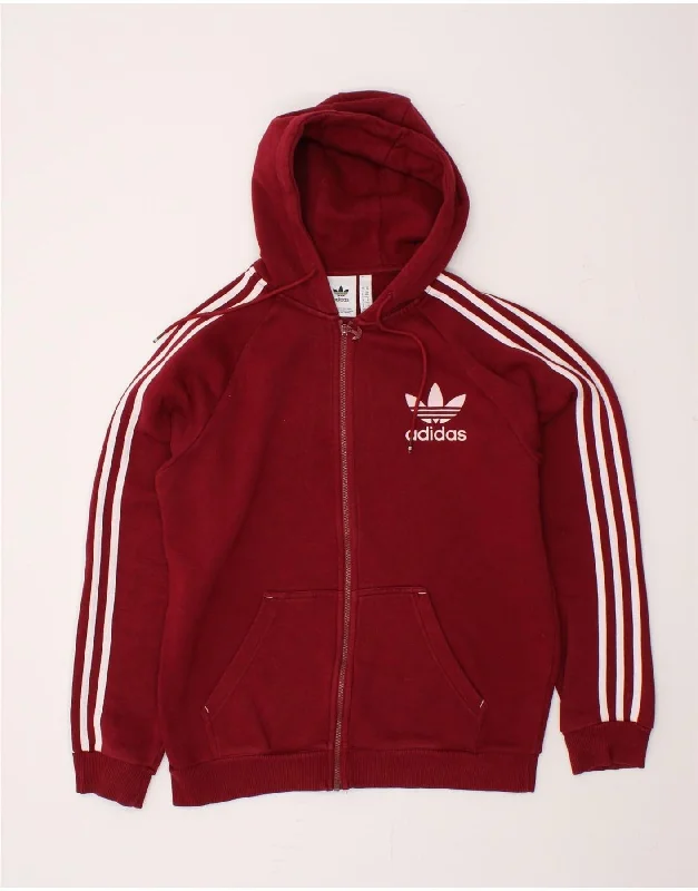 ADIDAS Mens Zip Hoodie Sweater Medium Red Cotton