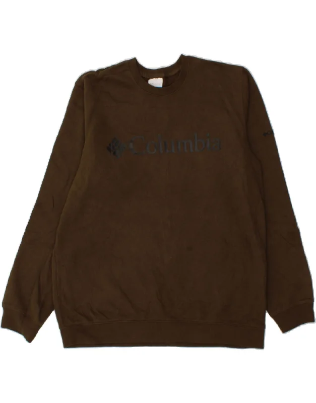 COLUMBIA Mens Graphic Sweatshirt Jumper Large Brown Cotton