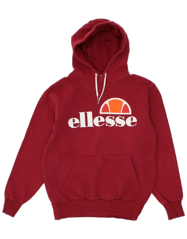 ELLESSE Mens Graphic Hoodie Jumper Medium Red Cotton