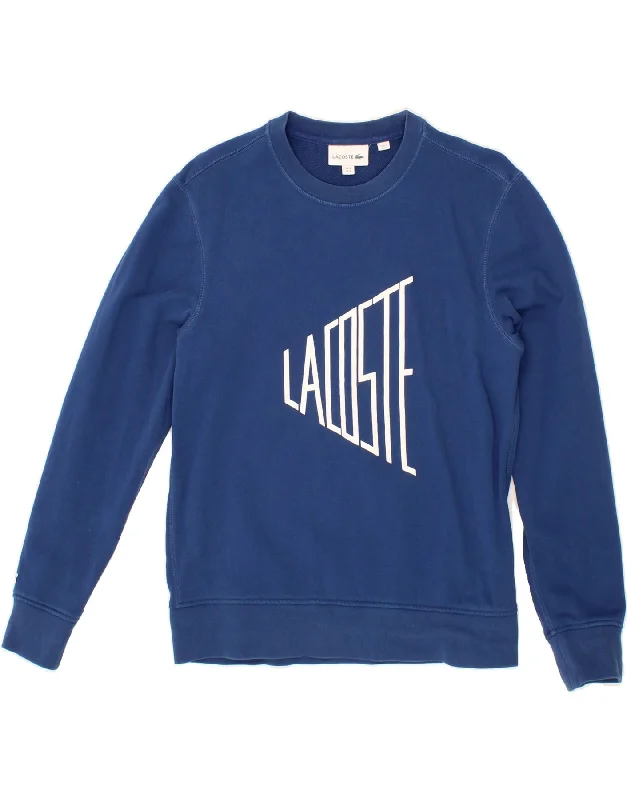 LACOSTE Mens Graphic Sweatshirt Jumper Size 3 Small Blue Cotton