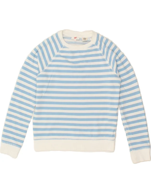 LEVI'S Womens Sweatshirt Jumper UK 6 XS Blue Striped Cotton