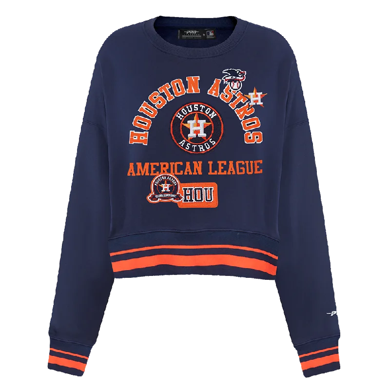 MLB HOUSTON ASTROS AREA CODE WOMEN'S RIB FLC CREWNECK (MIDNIGHT NAVY/ORANGE/MIDNIGHT NAVY)