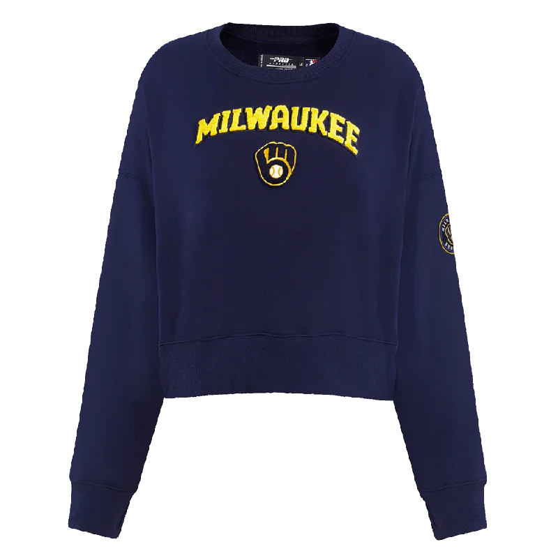 MLB MILWAUKEE BREWERS CLASSIC WOMEN'S CREWNECK (MIDNIGHT NAVY)