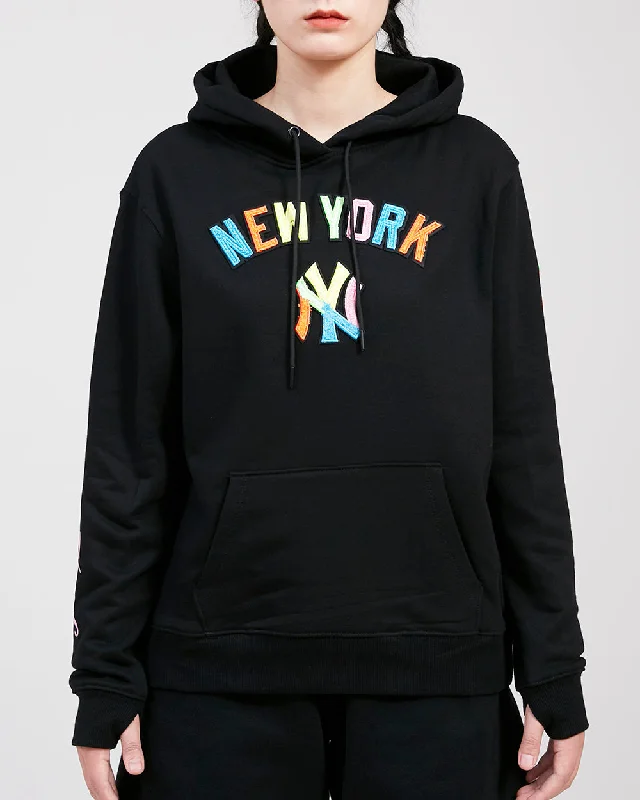 MLB NEW YORK YANKEES WASHED NEON WOMEN'S PO HOODIE (BLACK)