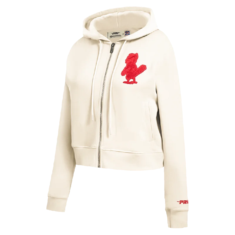 MLB ST. LOUIS CARDINALS TRIPLE TONAL WOMEN'S DK FZ HOODIE (EGGSHELL)