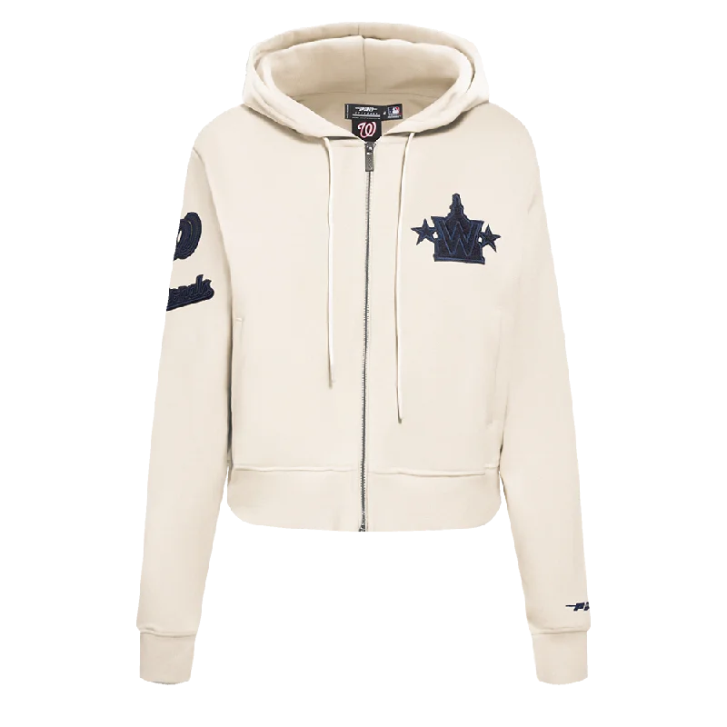 MLB WASHINGTON NATIONALS TRIPLE TONAL WOMEN'S DK FZ HOODIE (EGGSHELL)