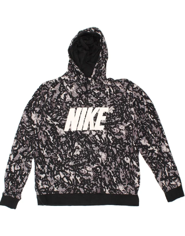 NIKE Mens Graphic Hoodie Jumper 2XL Grey Camouflage Cotton