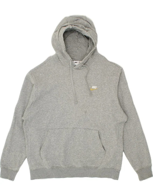 NIKE Mens Hoodie Jumper Large Grey Cotton