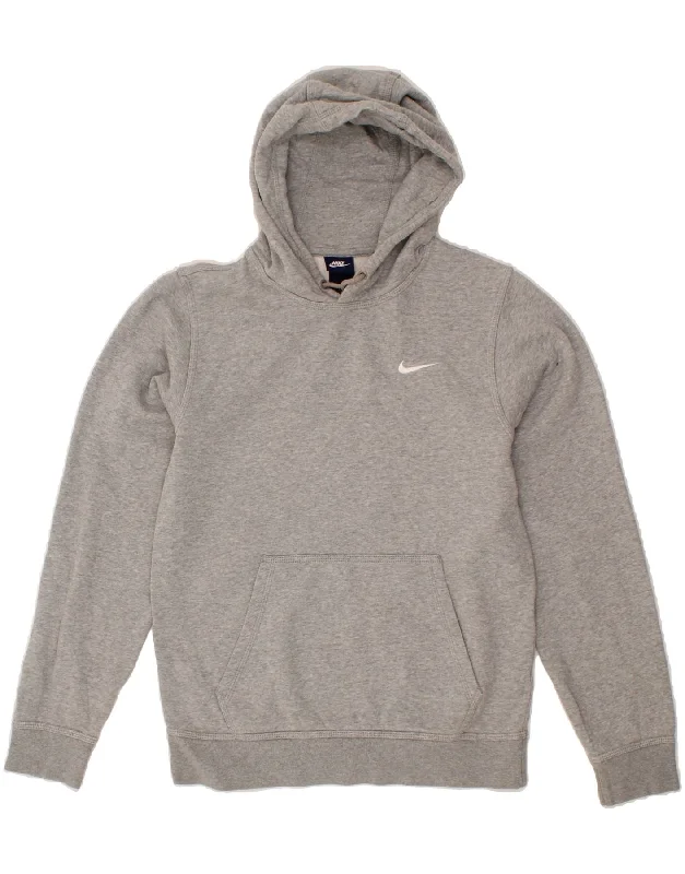 NIKE Mens Hoodie Jumper Small Grey Cotton