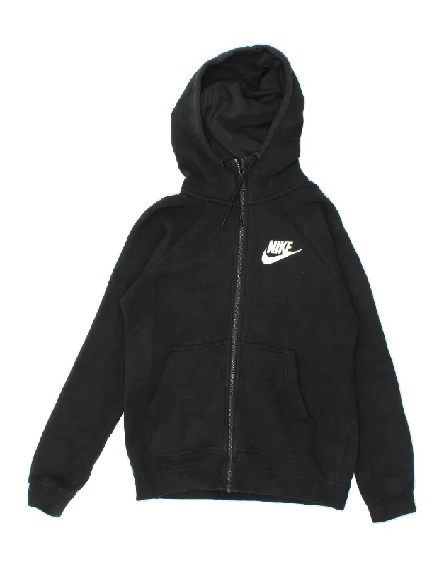 NIKE Mens Zip Hoodie Sweater XS Black Cotton