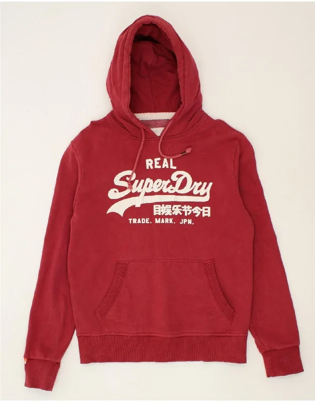 SUPERDRY Mens Vintage Graphic Hoodie Jumper Large Red Cotton