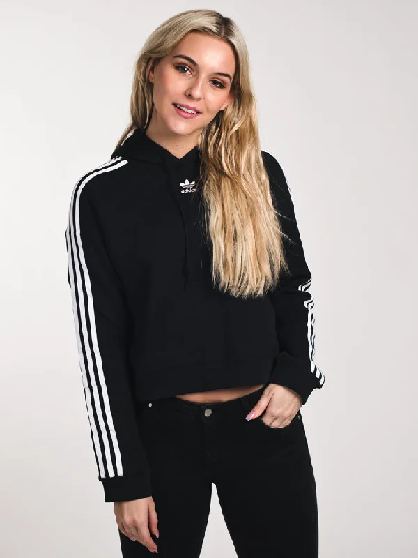 WOMENS CROPPED HOODIE - BLACK - CLEARANCE