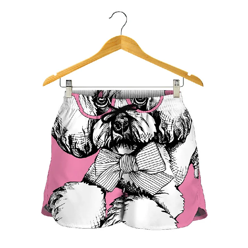 Poodle With Glasses Print Women's Shorts