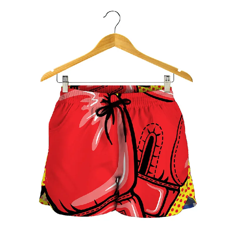 Pop Art Boxing Gloves Print Women's Shorts