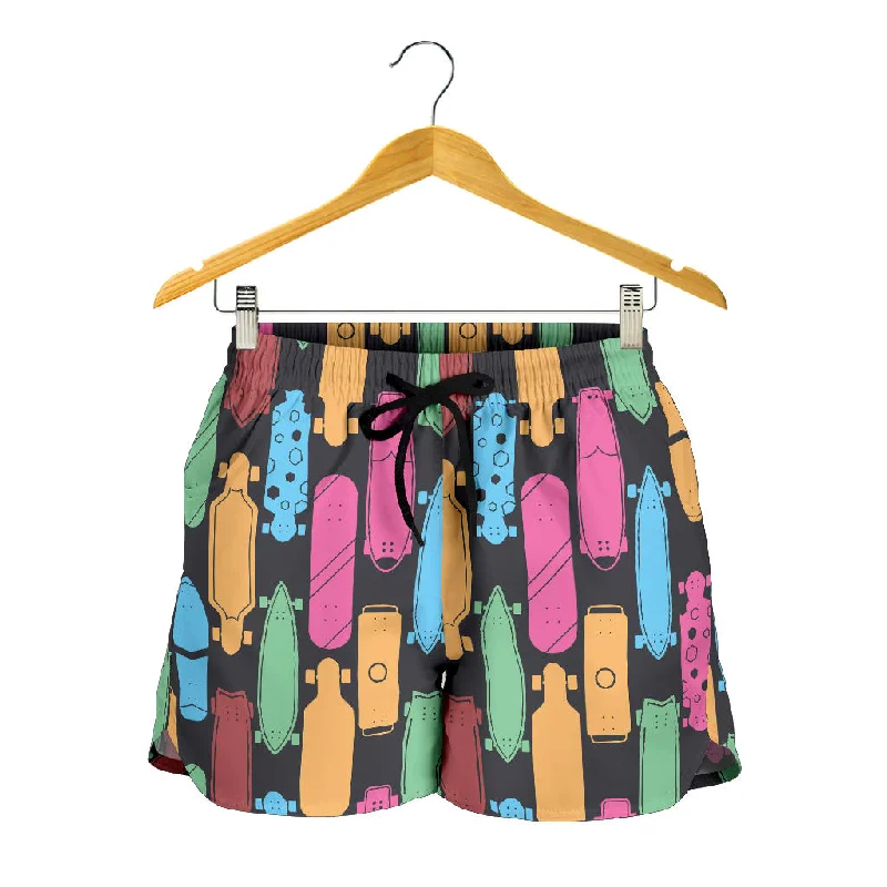 Skate Board Pattern Print Design 02 Women Shorts