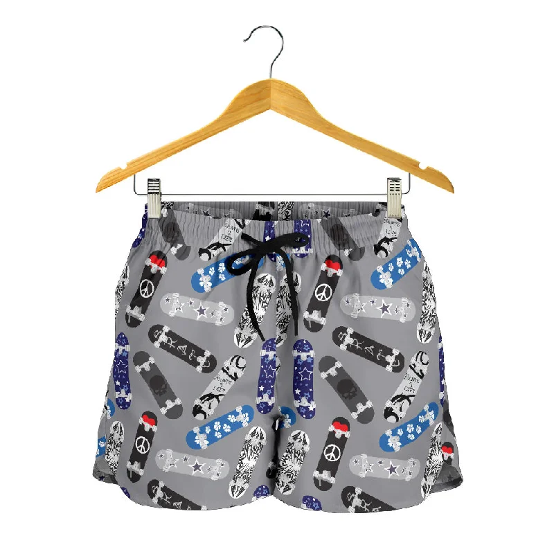 Skate Board Pattern Print Design 03 Women Shorts